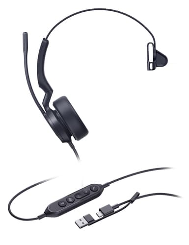 Yealink UH44 Mono Teams USB-C/A Wired Head-band Office/Call center USB Type-C USB Type-A Black