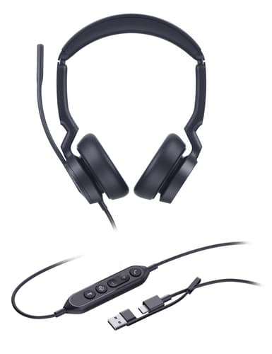 Yealink UH46 Dual Teams USB-C/A Wired Head-band Office/Call center USB Type-C USB Type-A Black