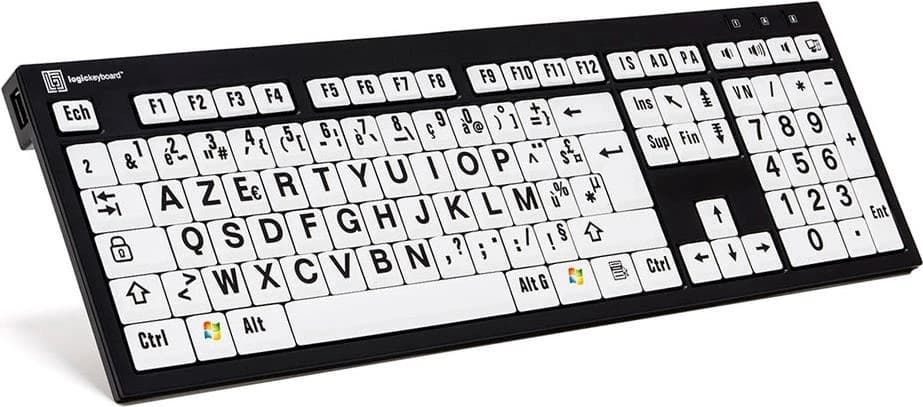 LogicKeyboard XL Print PC Slim Line Nero Black on White French