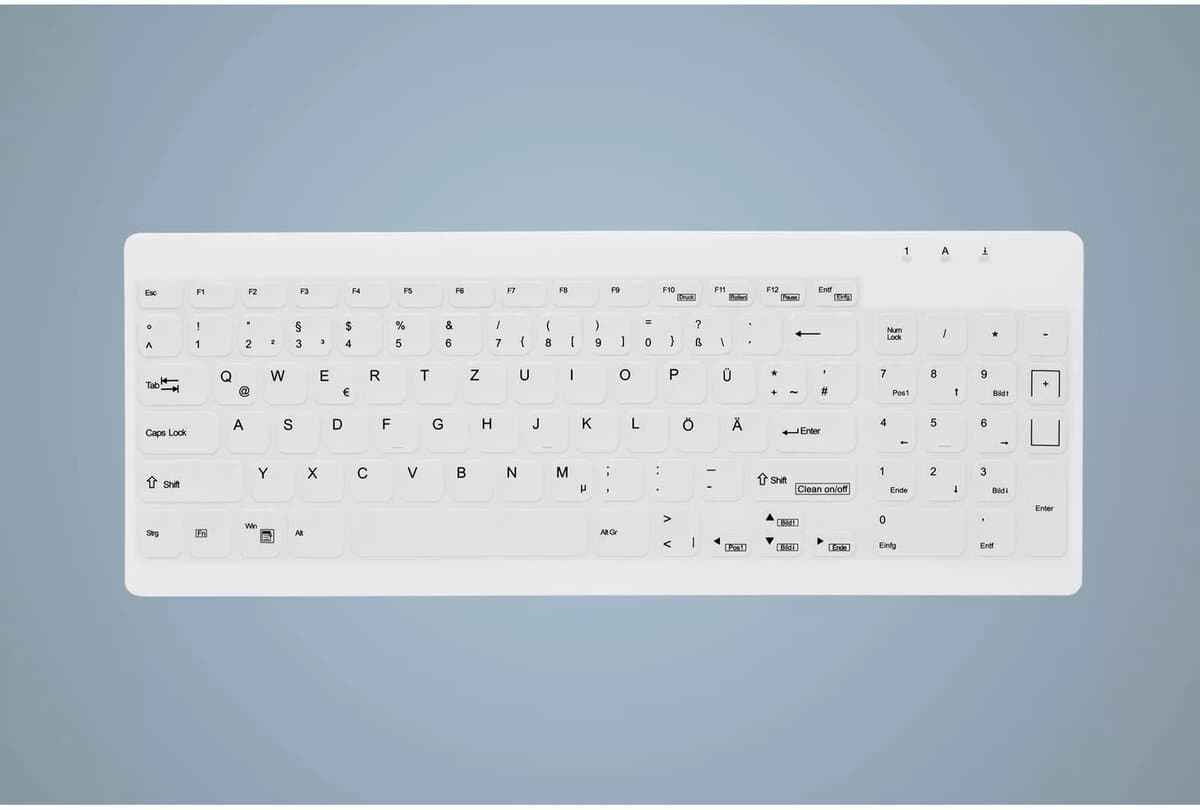 Cherry Active Key AK-C7012 Hygiene Compact Keyboard (White, DE)