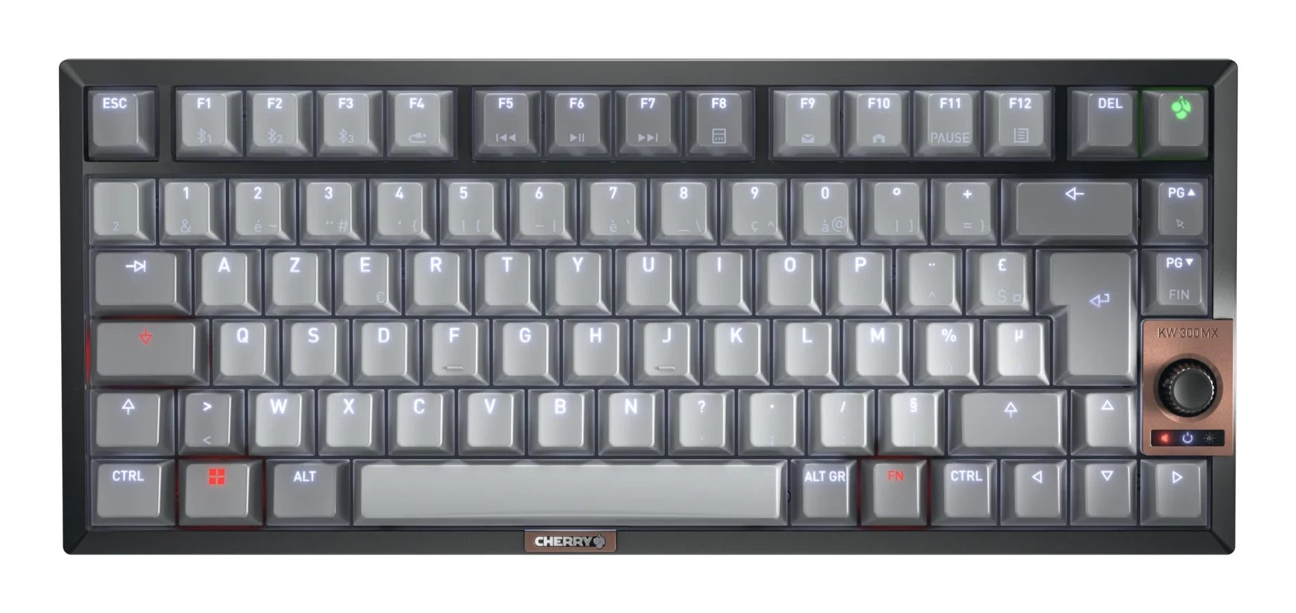 Cherry KW 300W MX MX2A Silent Red French (Black)