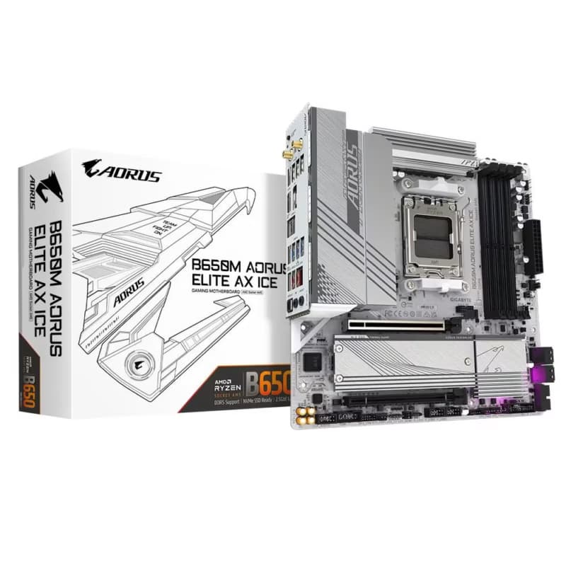 Gigabyte B650M AORUS ELITE AX ICE motherboard AMD B650 Socket AM5 micro ATX